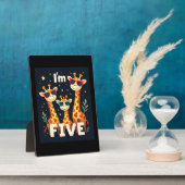 かっこいいキリン5歳の誕生日パーティー 幼児 フォトプラーク (側面)