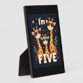 かっこいいキリン5歳の誕生日パーティー 幼児 フォトプラーク (側面)