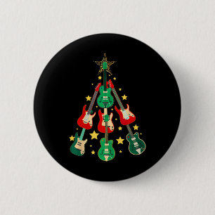 かっこいいギターのクリスマスツリー - ギター愛好家のクリスマス 缶バッジ