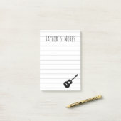 かっこいいギターのパーソナライズされた名前のメモ ポストイット (デスク上)