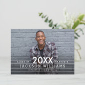 かっこいいグリッドの卒業おめでとうカード招待状 招待状 (スタンド正面)