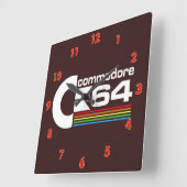 かっこいいコモドールC64コンピューターロゴ スクエア壁時計 (傾斜)