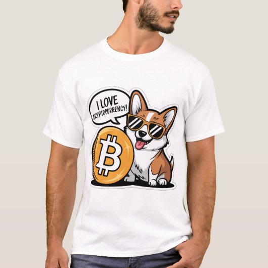かっこいいコーギーは暗号通貨が好き Tシャツ (正面)