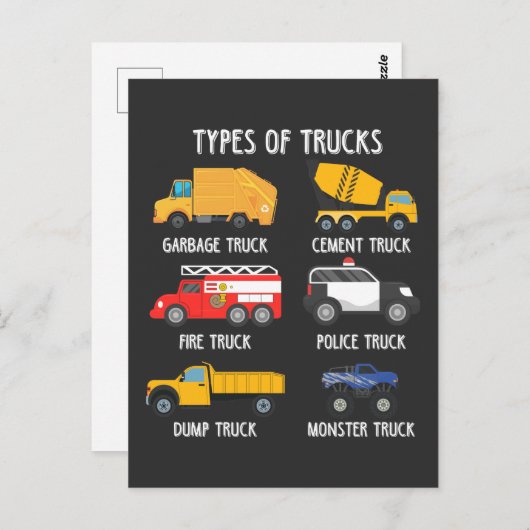 かっこいいゴミ収集車の子供たちごみリサイクル運転手 ポストカード (正面/裏面)