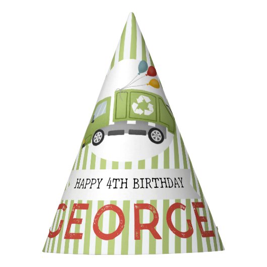かっこいいゴミ収集車 誕生日おめでとう パーティーハット (正面)