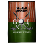 かっこいいゴルフのモノグラムデザイン ミディアムペーパーバッグ (裏面)