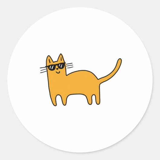 かっこいいサングラス猫 ラウンドシール (正面)
