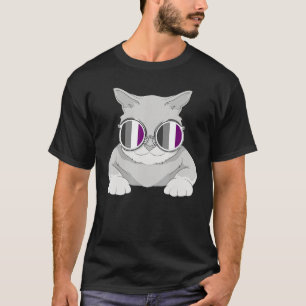 かっこいいサングラス エースプライド月 猫飼い LGBTQ アセクシャル Tシャツ