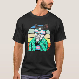 かっこいいサングラス 猫 トランスジェンダーフラグ トランスセクシャル LGBT トランス Tシャツ