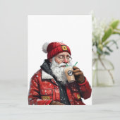かっこいいサンタがアイスコーヒーを飲むクリスマスアート シーズンカード (スタンド正面)