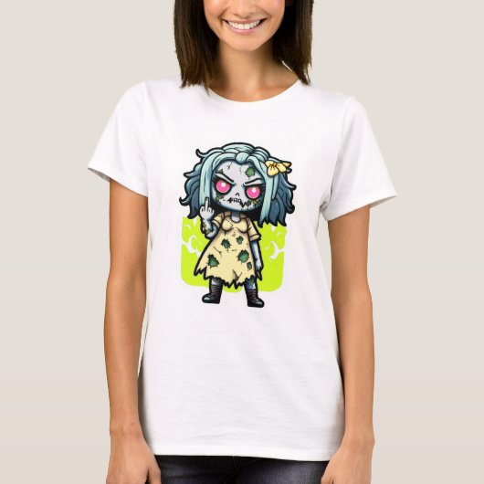 かっこいいゾンビ娘ハロウィンおてんば娘簡単コスプレ Tシャツ (正面)
