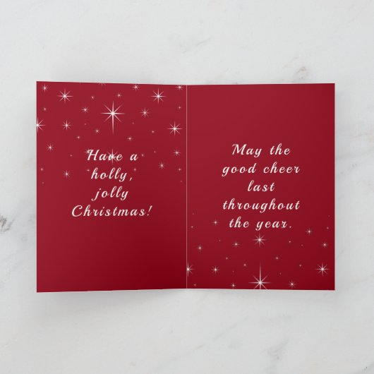 かっこいいバイクのサンタクロース　赤いスパークルと月　楽しい カード (内部)