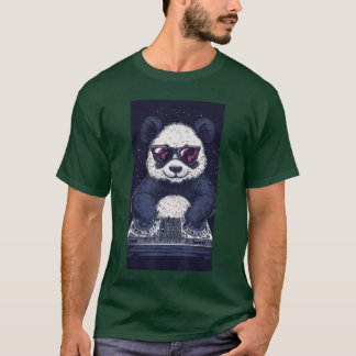 かっこいいパンダサングラス コミックパンダ DJ 音楽好き f Tシャツ