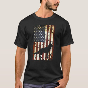 かっこいいビンテージアメリカ国旗ドイツ牧羊犬 Tシャツ