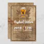 かっこいいビール＆スタッグ バチェラーパーティーカード 招待状 (正面/裏面)