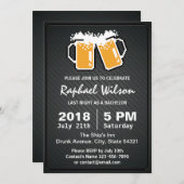 かっこいいピクセルビール＆ツイルメタル 結婚前パーティーカード 招待状 (正面/裏面)