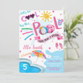 かっこいいプール誕生日招待状 招待状 (スタンド正面)