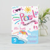 かっこいいプール誕生日招待状 招待状 (スタンド正面)