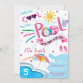 かっこいいプール誕生日招待状 招待状 (正面)