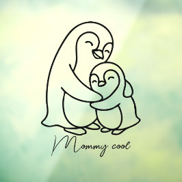 かっこいいママ - ペンギンのママと赤ちゃん ウィンドウサイン