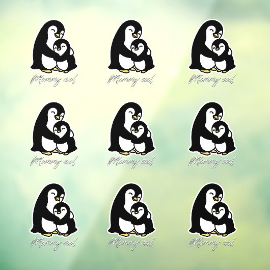 かっこいいママ ペンギンのママと赤ちゃん - b ウィンドウサイン (シート3)