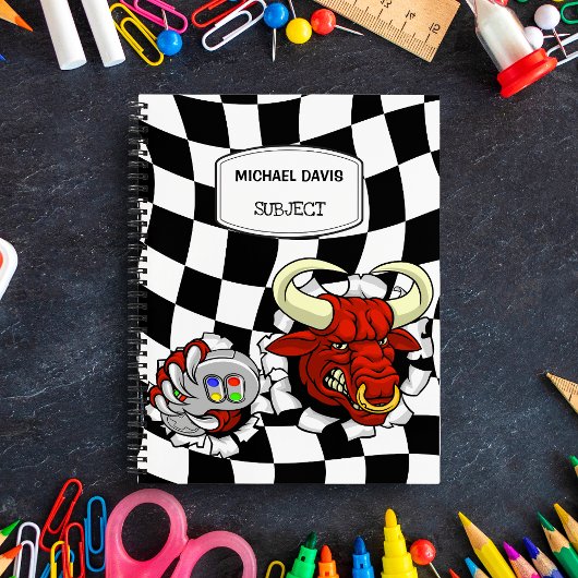 かっこいいミノタウルスがビデオゲームのコントローラを持っている ノートブック