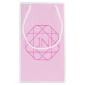 かっこいいモノグラム, おしゃれなロゴスタイル | ピンク & マジェンタ スモールペーパーバッグ (裏面)
