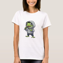 かっこいいラップをする緑のカエルキャラクター Tシャツ