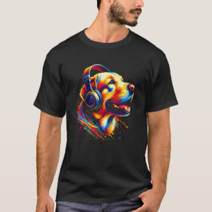 かっこいいラブラドール・レトリーバー 犬 ヘッドホン 音楽 アート チ Tシャツ