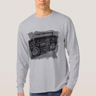 かっこいいレトロなダメージ加工のポータブルラジオ Tシャツ