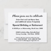 かっこいいレトロトラックの誕生日または退職パーティー 招待状 (裏面)