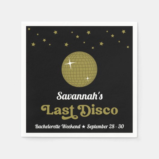 かっこいいレトロラストディスコ花嫁ハッピーアワー スタンダードカクテルナプキン (正面)