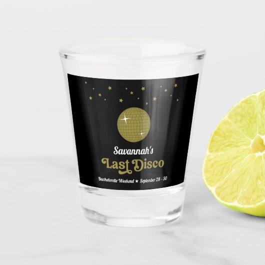 かっこいいレトロラストディスコ花嫁ブライズメイドパーティー ショットグラス (正面)