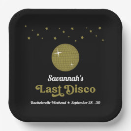 かっこいいレトロラストディスコ花嫁ブライズメイドパーティー ペーパープレート