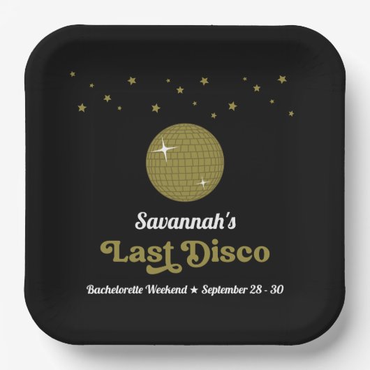 かっこいいレトロラストディスコ花嫁ブライズメイドパーティー ペーパープレート (正面)