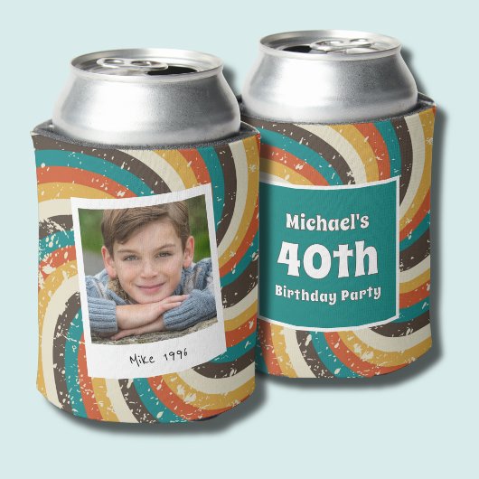 かっこいいヴィンテージ 40歳の誕生日 男の写真 缶クーラー