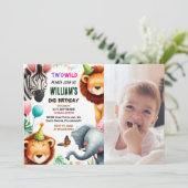 かっこいい写真 ゼブラサファリ In Two The Wild 2歳の誕生日 招待状 (スタンド正面)