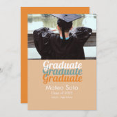 かっこいい卒業写真 太字  発表 招待状 (正面/裏面)