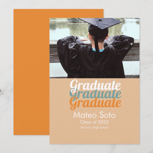 かっこいい卒業写真 太字  発表 招待状 (正面/裏面)