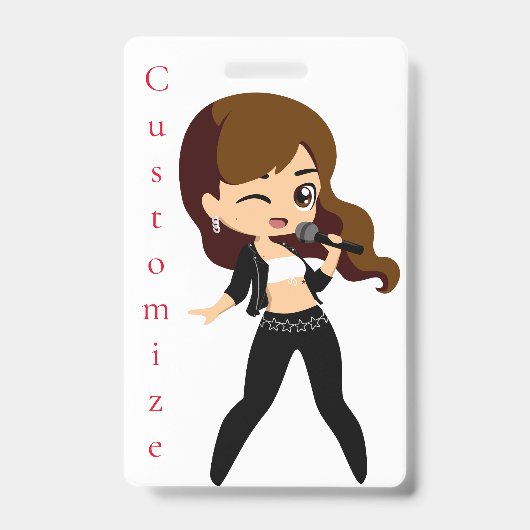 かっこいい女の子がカラオケサンダーカーブで歌う バッジ (正面)