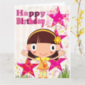 かっこいい女の子の巨大なグリーティングカード カード (黄色い花)