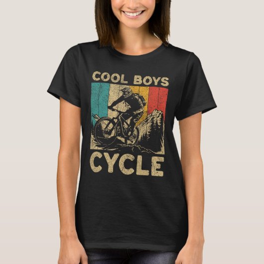 かっこいい少年たち 自転車 サイクリング 少年 キッズ Tシャツ (正面)