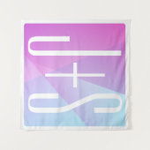 かっこいい幾何学的なピンクとパープル | カップルのイニシャル タペストリー (正面(横))