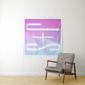 かっこいい幾何学的なピンクとパープル | カップルのイニシャル タペストリー (インサイチュ(横))