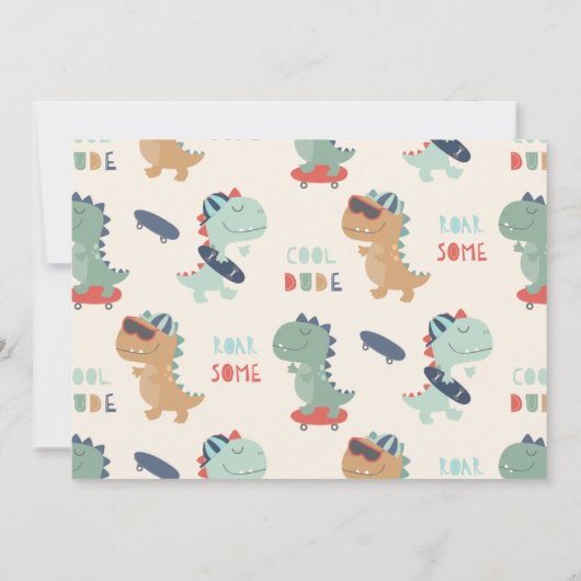 かっこいい恐竜の男の子の誕生日パーティー 招待状 (裏面)