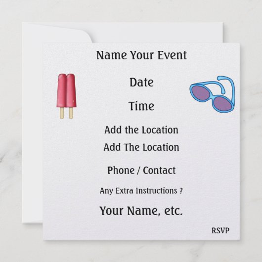 かっこいい招待状 - SRF 招待状 (裏面)