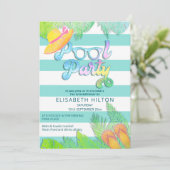 かっこいい楽しい夏のスクリプトプールパーティーの誕生日 招待状 (スタンド正面)