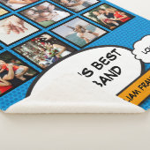 かっこいい楽しい夫 コミック フォト コラージュ 青 シェルパブランケット (3/4)