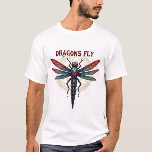 かっこいい機械仕掛けのスチームパンクトンボ - Dragons Fly -  Tシャツ (正面)