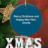 かっこいい犬のパイロット写真、メリークリスマス、パーソナライズ セラミックオーナメント